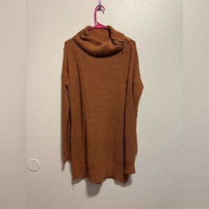 Burn Orange Cowl Neck Sweater Dress